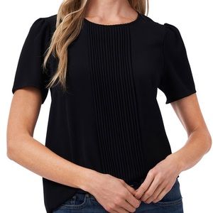 CeCe Pin Tucked Short Sleeve Blouse